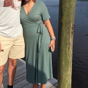 Mid length T-shirt wrap dress